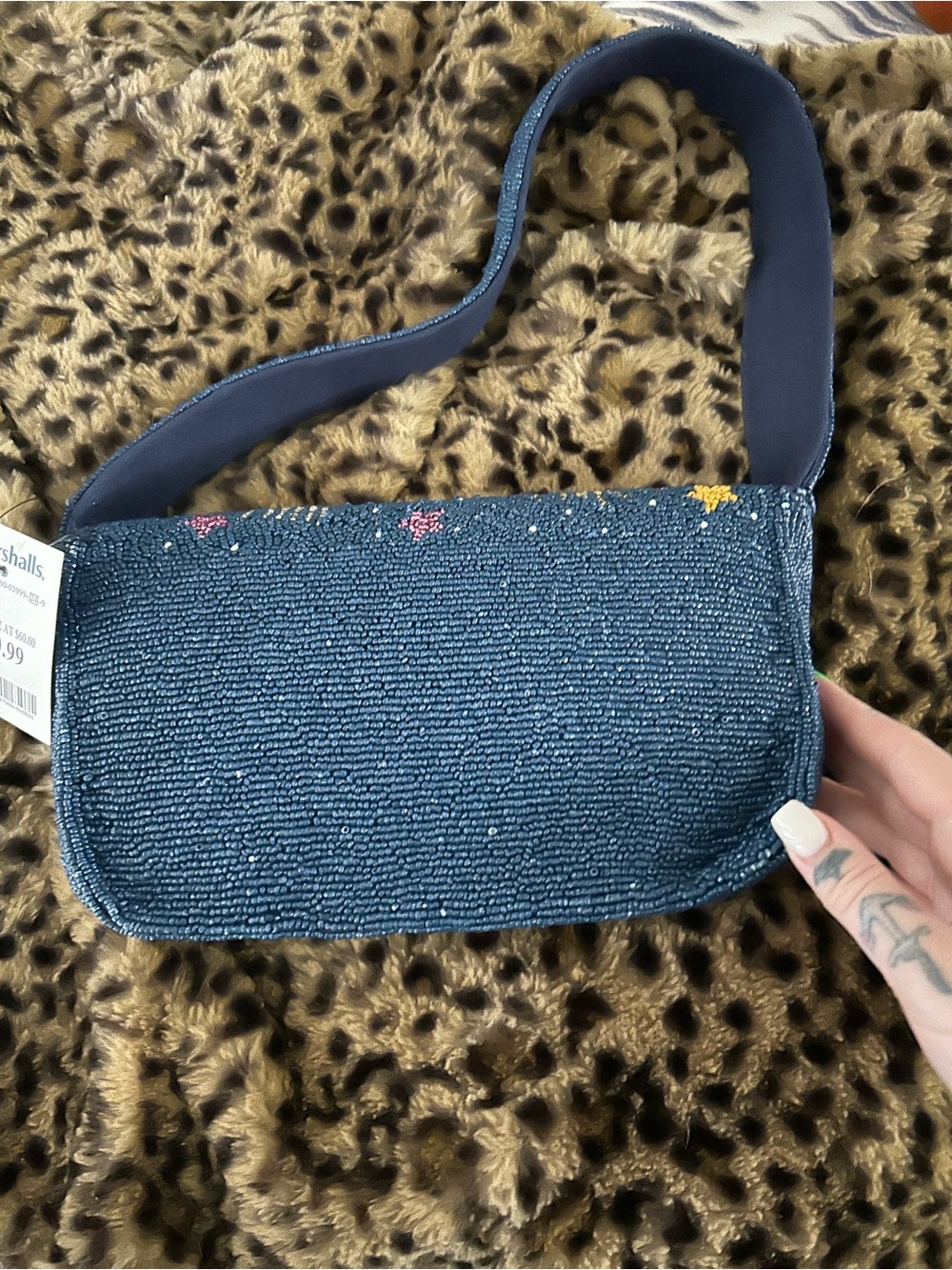 Beaded Star & Heart Shoulder Bag in Navy - Women - Picture 2 of 3
